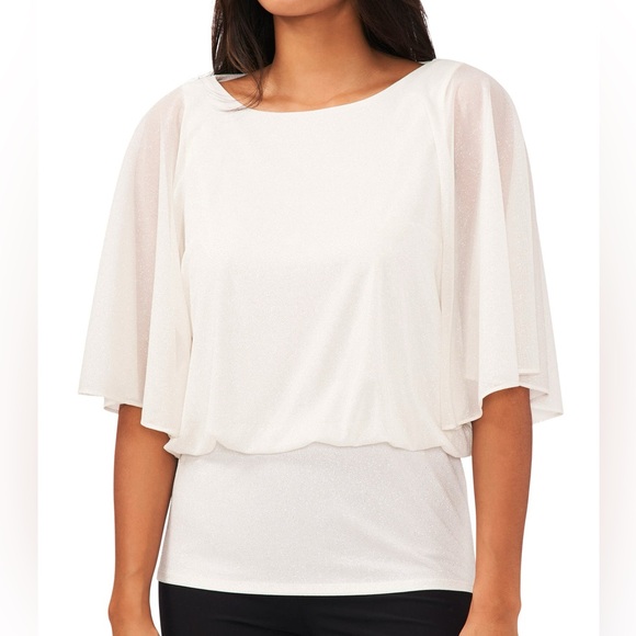 Micro Glitter Banded Blouson Top NWOT - Picture 2 of 2